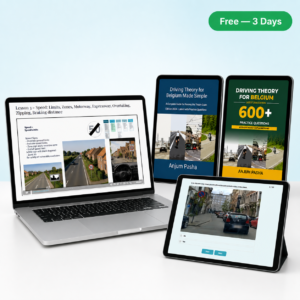 Study Bundle free 3-day preview — Belgian driving theory video lessons, both eBooks, and practice exam sample