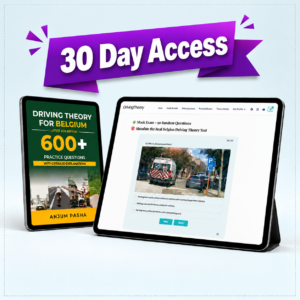 Online practice exam 30-day access — 600+ Belgian driving theory questions